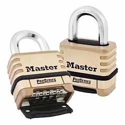Master Lock® 1175LH ProSeries® Combination Resettable Safety Padlock With 2-1/16 in Shackle, Keyless Key, 3/8 in Shackle, Solid Brass Body, Deadbolt Locking Locking