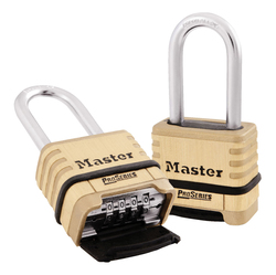Master Lock® 1175LHRS ProSeries® Resettable Round Safety Padlock With 2-1/16 in Round Shackle, 3/8 in Shackle, Solid Brass Body, Brass, Deadbolt Locking Locking