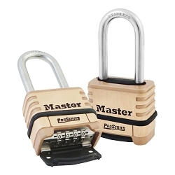 Master Lock® 1175LHSS ProSeries® Resettable Round Safety Padlock With 2-1/16 in Round Shackle, 5/16 in Shackle, Solid Brass Body, Brass, Deadbolt Locking Locking