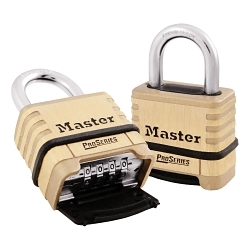 Master Lock® 1175RS ProSeries® Resettable Safety Padlock, 3/8 in Shackle, Solid Brass Body, Brass, Deadbolt Locking Locking