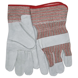 MCR Safety 1200SXL 1200S Industrial Grade General Purpose Gloves, Gunn Cut/Wing Thumb Style, XL, Grain Cowhide Leather Palm, Gray, Safety Cuff, Fleece Lining