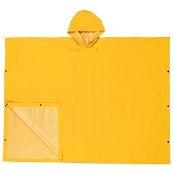 MCR Safety 2000 Schooner II Poncho With Attached Hood, Universal, 40 in L, Yellow, 0.35 mm PVC/Polyester