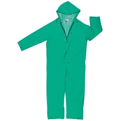 MCR Safety 2981XL Dominator™ Rain Coverall With Attached Drawstring Hood, XL, Green, Polyester/PVC, 60 in Chest, 31 in L Inseam