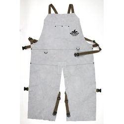 MCR Safety 38242MW Bib Apron With Split Leg and Front Pocket, 42 in L x 24 in W, Split Cow Leather with Kevlar® Stitch, Gray