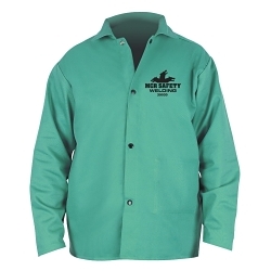 MCR Safety 39030L MCR Safety Welding 39030 Jacket With Inside Pocket, L, Fabric Whipcord/L/F Cotton, Green, Resists: Flame, Spark and Splash, ASTM D 6413, NFPA-701