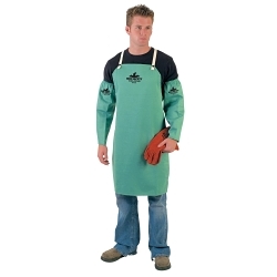 MCR Safety 39136 Bib Apron, 36 in L x 24 in W, L/F Cotton, Green, Anodized Button Snap Closure