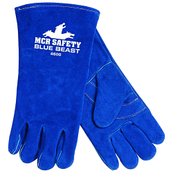 MCR Safety 4600XXL Blue Beast® 4600 Premium Grade Welding Gloves, 2XL, Split Select Shoulder Cow Skin Leather, Blue, Jersey Lining, Gauntlet Cuff, 13 in L, 1.1 to 1.6 mm THK Glove Material