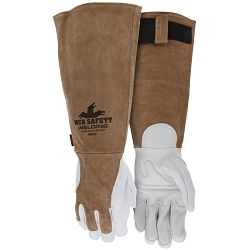 MCR Safety 4892L Welding Gloves, L, White/Brown, Extended Cuff, 0.9 to 1.5 mm THK Glove Material