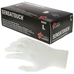 MCR Safety 5055L SensaGuard™ 5055 Non-Sterile Disposable Gloves, L, Latex, Natural White, 9-1/2 in L, Non-Powdered, Smooth, 5 mil THK, Application Type: Food/Industrial/Premium Grade, Ambidextrous Hand