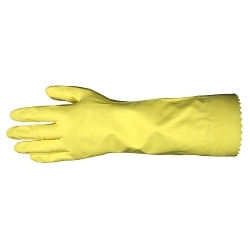 MCR Safety 5255L 5255 Industrial Grade Chemical-Resistant Gloves, Paired Hand, Yellow, Flock Lining, 15 in L, Resists: Chemical, Unsupported Support, Scalloped Cuff, 18 mil THK