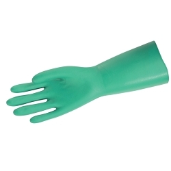 MCR Safety 5308E Nitri-Chem™ Economy Grade Chemical-Resistant Gloves With Black Logo, M, Paired Hand, Nitrile, Green, Unlined Lining, 13 in L, Resists: Chemical and Puncture, Unsupported Support, Straight Cuff, 11 mil THK