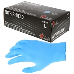 MCR Safety 60011L Dura Shield™ 60011 Non-Sterile Disposable Gloves, L, Nitrile, Blue, 9.77 in L, Non-Powdered, Textured Grip, 3 mil THK, Application Type: Economy Grade, Ambidextrous Hand
