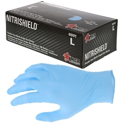 MCR Safety 6001XXXL Dura Shield™ 6001 Non-Sterile Disposable Gloves, 3XL, Nitrile, Blue, 10.276 in L, Non-Powdered, Textured Grip, 4 mil THK, Application Type: Food/Industrial Grade, Ambidextrous Hand