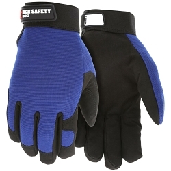 MCR Safety 900XL FasGuard™ 900 Premium Grade General Purpose Gloves, Work, Gunn Cut/Wing Thumb Style, XL, Clarino® Synthetic Leather Palm, 7 ga Cotton/Polyester/Spandex® Foam, Black/Blue Fabric/Red Logo, Elastic Wrist Cuff, Uncoated Coating