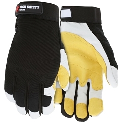 MCR Safety 906XXL Arm Protection Gloves, 2XL, ANSI Heat Level: 4, White/Gold, Adjustable Cuff