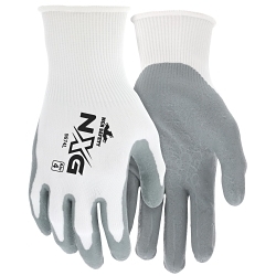 MCR Safety 9674L UltraTech® 9674 Dipped General Purpose Gloves, Straight Thumb Style, L, Nitrile Foam Palm, 15 ga Nylon, Gray/White, Knit Wrist Cuff, Resists: Abrasion, Cut, Puncture and Tear, Nylon Lining