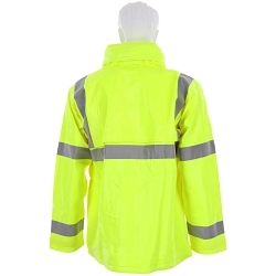 Big Jake BJ238JHL BJ238JH 1-Piece Rain Coat, Men's, Fluorescent Lime, PVC, Resists: Water/Flame, ANSI 107 Class 3, Drawstring Hood