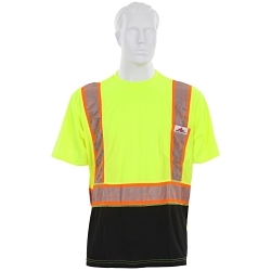MCR Safety FFSTC2SLX2 Luminator™ Short Sleeve T-Shirt, 2XL, Hi-Viz Fluorescent Black/Lime, Polyester, 31 in L