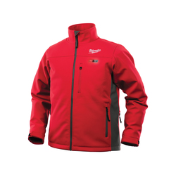 Milwaukee® 201R-20XL M12™ Cordless Heated Jacket Only, XL, Gray/Red, Brushed Tricot/Toughshell™ Stretch Polyester, Resists: Water and Wind