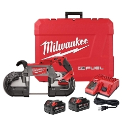 Milwaukee® M18™ FUEL™ 2729-22 Cordless Band Saw Kit, 5 in Cutting, 44.875 in L x 0.5 in W x 0.02 in THK Blade, 18 V DC, 5 Ah Li-Ion Battery