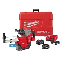 Milwaukee® 2915-22DE M18™ FUEL™ Cordless Rotary Hammer Kit With ONE-KEY™, HAMMERVAC™ Dedicated Dust Extractor Kit, 1-1/8 in Keyless/SDS Plus® Chuck, 18 V, 800 rpm No-Load, Li-Ion Battery
