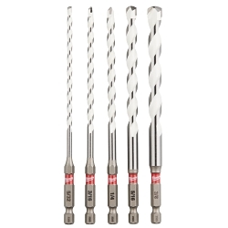 Milwaukee® 48-20-8898 SHOCKWAVE™ General Purpose Single Ended Drill Bit Set, 5/32 in Min Drill Bit, 3/8 in Max Drill Bit, 5 Pieces, For Use With Hammer Drill Drivers, Carbide
