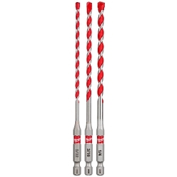 Milwaukee® 48-20-9050 SHOCKWAVE™ Masonry Single Ended Drill Bit Set, 5/32 in Min Drill Bit, 1/4 in Max Drill Bit, 3 Pieces, For Use With Hammer Drill Drivers, Carbide