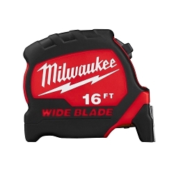 Milwaukee® 48-22-0216 Magnetic Wide Measuring Tape With Belt Clip, 16 ft L x 1-5/16 in W Blade, Steel Blade, 1/16 in, 1/8 in, 1/4 in, 1/2 in, 1 ft Graduation