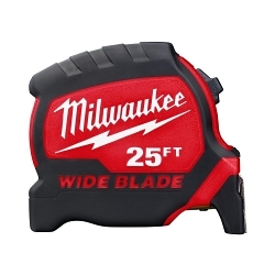 Milwaukee® 48-22-0225 Magnetic Wide Measuring Tape With Belt Clip, 25 ft L x 1-5/16 in W Blade, Steel Blade, 1/16 in, 1/8 in, 1/4 in, 1/2 in, 1 ft Graduation