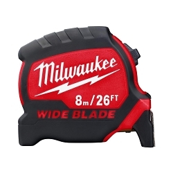 Milwaukee® 48-22-0226 Magnetic Wide Measuring Tape With Belt Clip, 26 ft L x 1-5/16 in W Blade, Steel Blade, 1/16 in, 1/8 in, 1/4 in, 1/2 in, 1 ft, 1 mm, 1 cm, 1 m Graduation