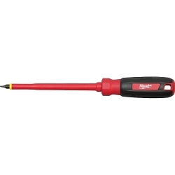 Milwaukee® 48-22-2221 Screwdriver, 1/4 in Slotted Point, Steel Shank, 6 in OAL, Plastic/Rubber Handle, ASTM F1505-10