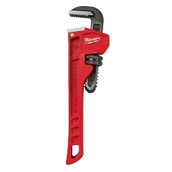Milwaukee® 48-22-7108 Straight Pipe Wrench, 8 in OAL, Serrated Jaw, Steel Handle, Red