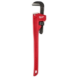 Milwaukee® 48-22-7124 Straight Pipe Wrench, 24 in OAL, Serrated Jaw, Steel Handle, Red
