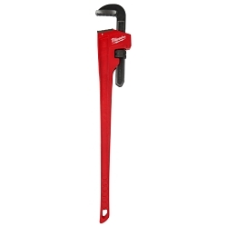 Milwaukee® 48-22-7148 Straight Pipe Wrench, 48 in OAL, Serrated Jaw, Steel Handle, Red