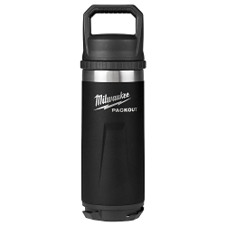 Milwaukee® 48-22-8382B Insulated Bottle with Chug Lid, 18 oz Capacity, Black, Metal, 10.4 in H