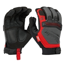 Milwaukee® 48-22-8733 Demolition General Purpose Work Gloves, Work, Fingerless Style, XL, Leather/Single Hem, Black/Red