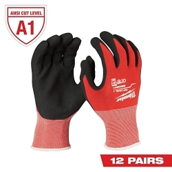 Milwaukee® 48-22-8900B Dipped Gloves, S, Nylon, Knit Wrist Cuff, Resists: Abrasion, Tear, Puncture and TDM, ANSI Cut-Resistance Level: A1, ANSI Puncture-Resistance Level: 1