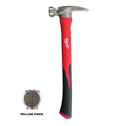 Milwaukee® 48-22-9320 Handle Hammer, 15.937 in OAL, Milled Face, 21 oz Head, Straight Claw, Fiberglass Handle