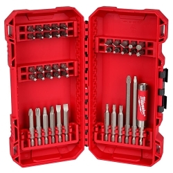 Milwaukee® 48-32-1554 42-Piece Driver Bit Set, Hex/Phillips®/Slotted/Square/Torx® Point, 10.32 in OAL, 3/8 in, Steel