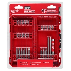 Milwaukee® 48-32-1554 42-Piece Driver Bit Set, Hex/Phillips®/Slotted/Square/Torx® Point, 10.32 in OAL, 3/8 in, Steel
