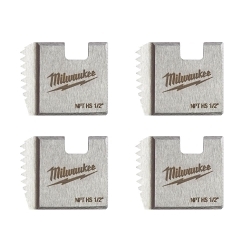 Milwaukee® 48-36-1107 48-36 Portable Pipe Dies, 1/2 in Conduit/Pipe, 11-1/2 |in Thread NPT Thread, Right Thread, 4 Pieces, For Use With 2874-20 M18 FUEL™ Pipe Threader w/ ONE-KEY™/2870-22 M18 FUEL™ Compact Pipe Threader w/ ONE-KEY™ Kit, Alloy Tool Steel