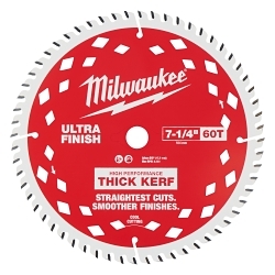 Milwaukee® 48-40-0730 Standard Framing Thin Kerf Ultra Fine Circular Saw Blade, 7-1/4 in Dia x 1.05 in THK, 5/8 in Arbor, Carbide Blade, 60 Teeth