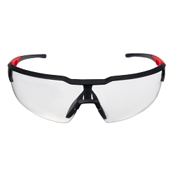 Milwaukee® 48-73-2010 Safety Glasses, Anti-Scratch, Clear Lens, Black/Red, Plastic Frame, Polycarbonate Lens, ANSI Z87.1/CSA Z94.3/OSHA US Regulations Z87.1