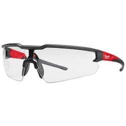 Milwaukee® 48-73-2011 Safety Glasses, Anti-Scratch, Clear Lens, Black/Red, Plastic Frame, Polycarbonate Lens, ANSI Z87.1/CSA Z94.3