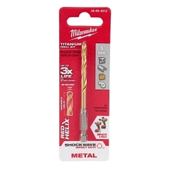 Milwaukee® RED HELIX™ SHOCKWAVE™ 48-89-4812 Hex Shank Impact Drill Bit, 5 mm Drill - Metric, 0.1969 in Drill - Decimal Inch, 2