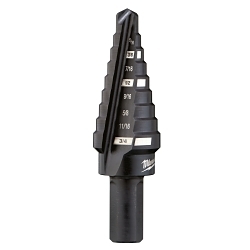 Milwaukee® 48-89-9203 Step Drill Bit, 1/4 in Dia Min Hole, 3/4 in Dia Max Hole, 9 Steps, HSS, 9 Hole Sizes, 3/8 in Shank