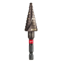 Milwaukee® SHOCKWAVE™ Impact Duty™ 48-89-9243 Impact Step Drill Bit, 3/16 in Dia Min Hole, 3/4 in Dia Max Hole, 10 Steps, Titanium, 10 Hole Sizes, 1/4 in Shank