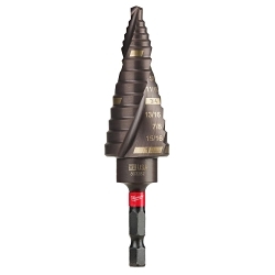 Milwaukee® SHOCKWAVE™ Impact Duty™ 48-89-9248 Impact Step Drill Bit, 1/8 in Dia Min Hole, 1 in Dia Max Hole, 9 Steps, Titanium, 9 Hole Sizes, 1/4 in Shank