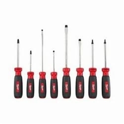 Milwaukee® 48-22-2018 Screwdriver Set, 8 Pieces, Steel/Rubber Handle, Black/Polished Chrome
