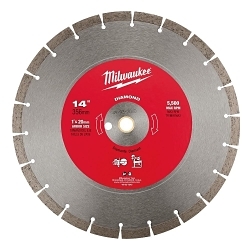 Milwaukee® 49-93-7040 Premium Segmented Circular Diamond Saw Blade, 14 in Dia Blade, 1 in, 20 mm Arbor/Shank, Wet/Dry Cutting